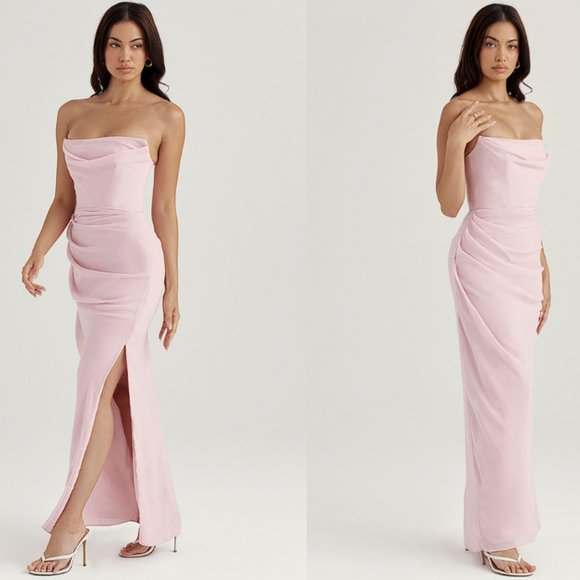 HOUSE OF CB 'Adrienne' Pink Quartz Strapless Gown NWOT - Picture 4 of 11